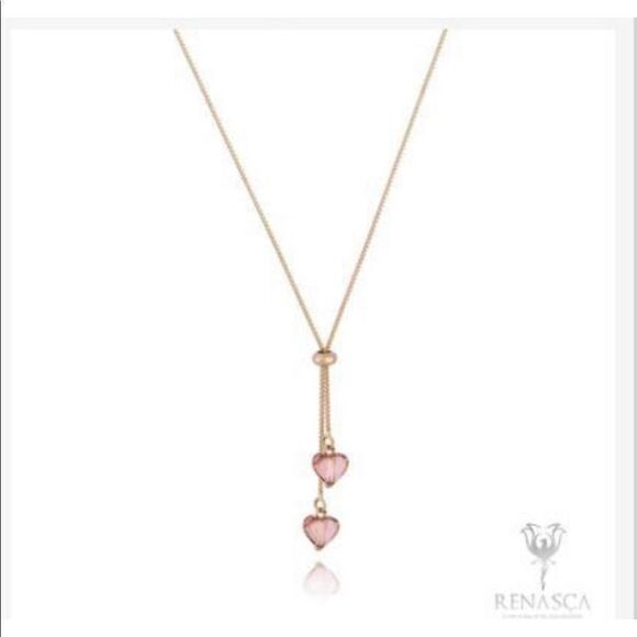 Necklace pull tie Swarovski Crystals authentic Rose Gold Plated - Picture 1 of 9